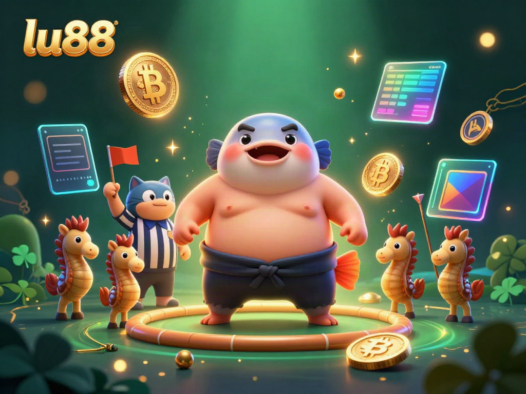 Experience the excitement of lu88 with a fugu sumo match in a vibrant underwater casino.