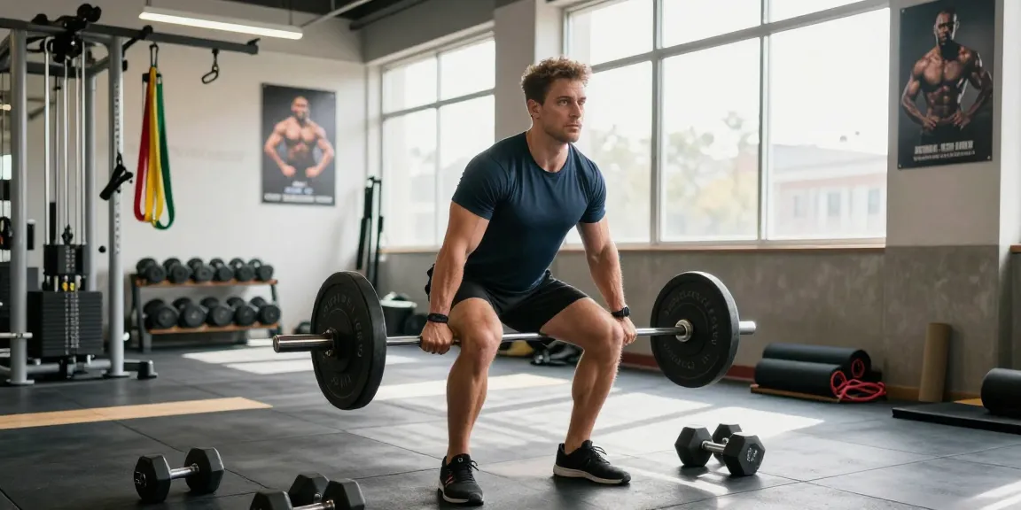 Steroidshop: Athletisches Training im modernen Fitnessstudio mit Gewichten und motivierenden Elementen
