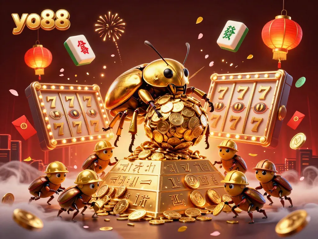 Experience the thrilling jackpots and vibrant atmosphere of yo88 with this dynamic 3D illustration.