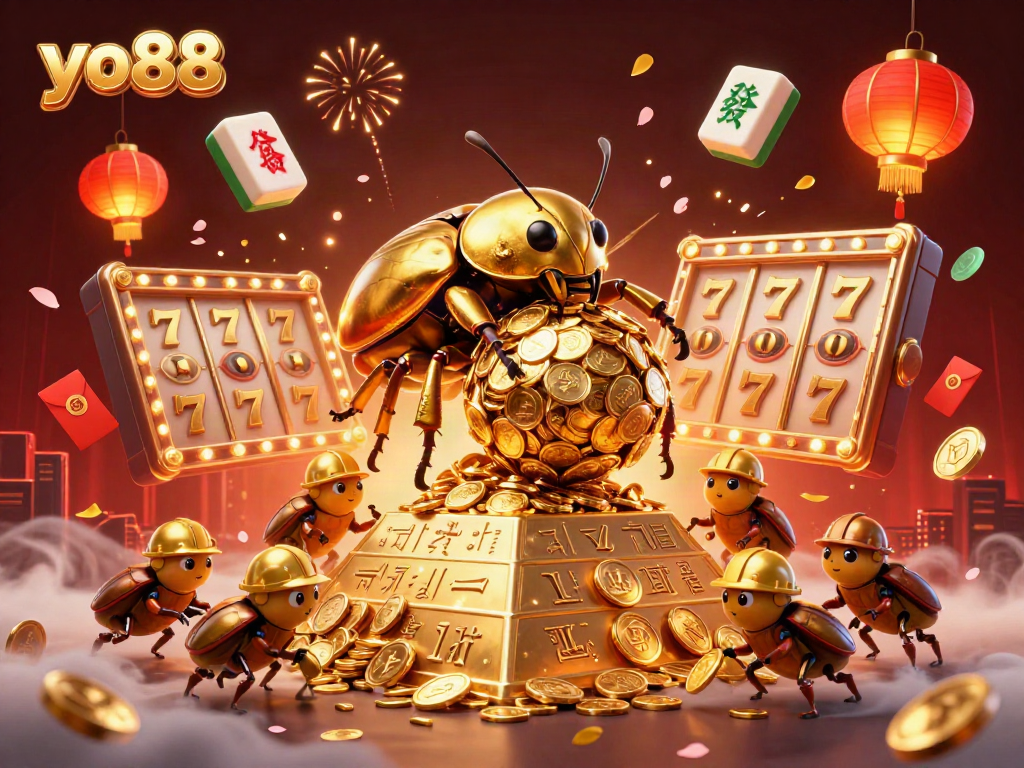 Experience the thrilling jackpots and vibrant atmosphere of yo88 with this dynamic 3D illustration.