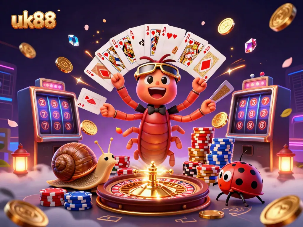 Experience high-stakes excitement with the uk88 dealer in a vibrant 3D casino scene.