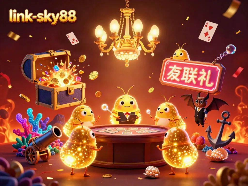 Engage with link-sky88 as glowworms illuminate a vibrant casino scene with dynamic gaming elements.