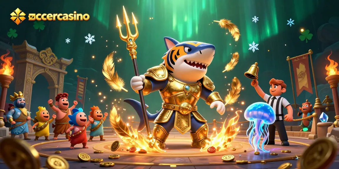 Experience the thrill at zoccercasino with a vibrant underwater showdown featuring a tiger shark.