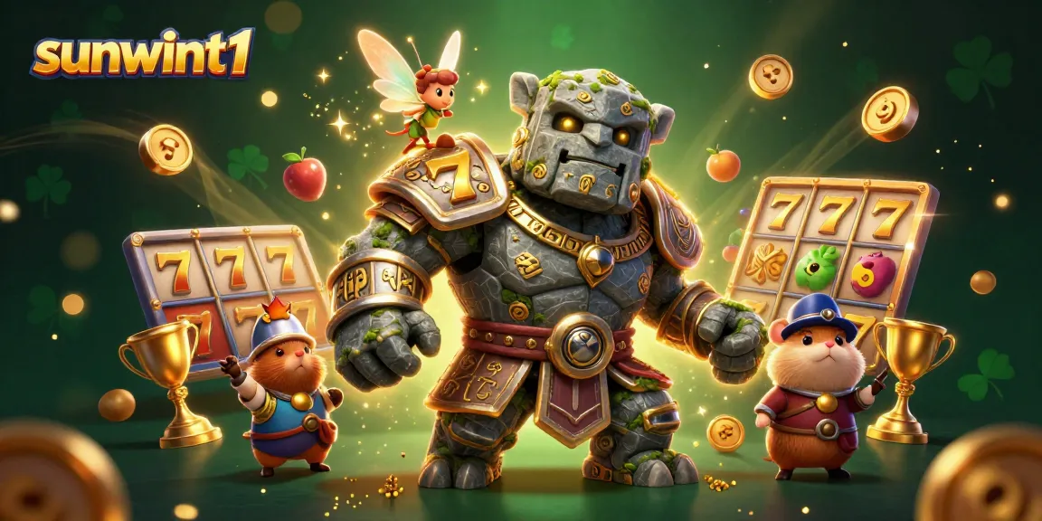 Engage with sunwint1's vibrant 3D slot gaming featuring characters and lucky elements